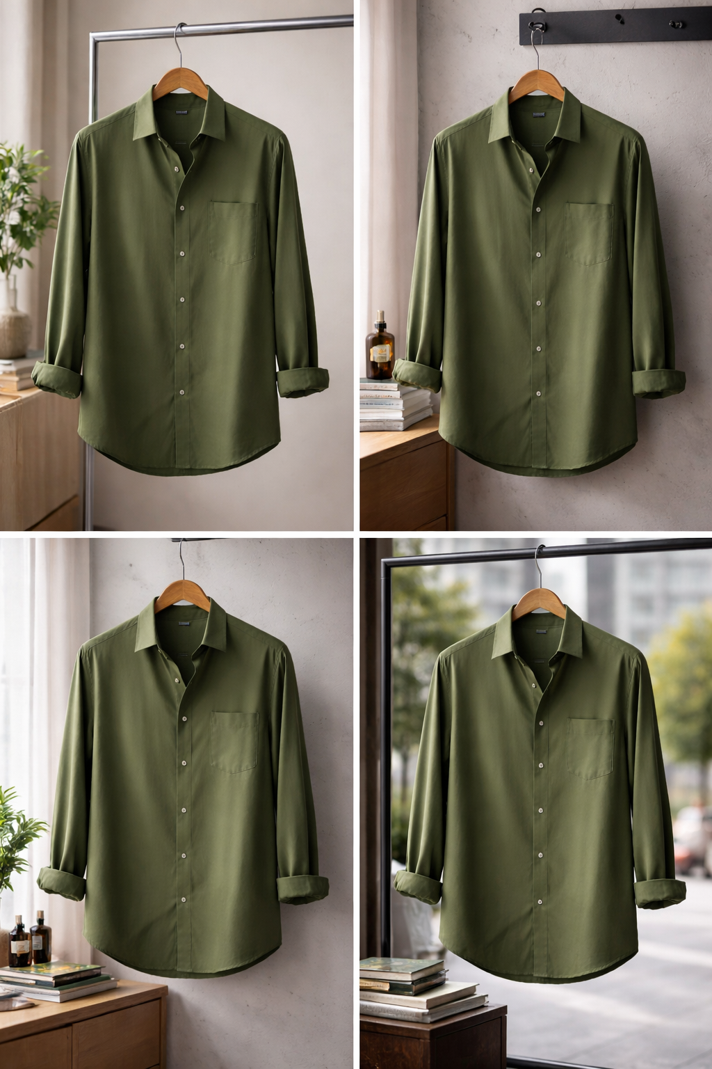 Olive Green Classic Button-Down Shirt