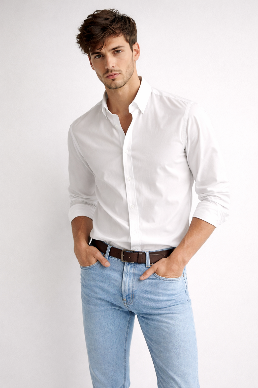 Urban Trade Signature White Shirt & Sky Blue Denim Combo