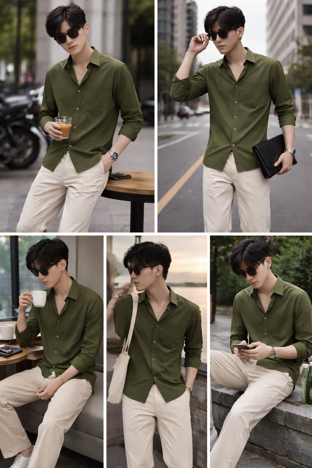Olive Green Classic Button-Down Shirt